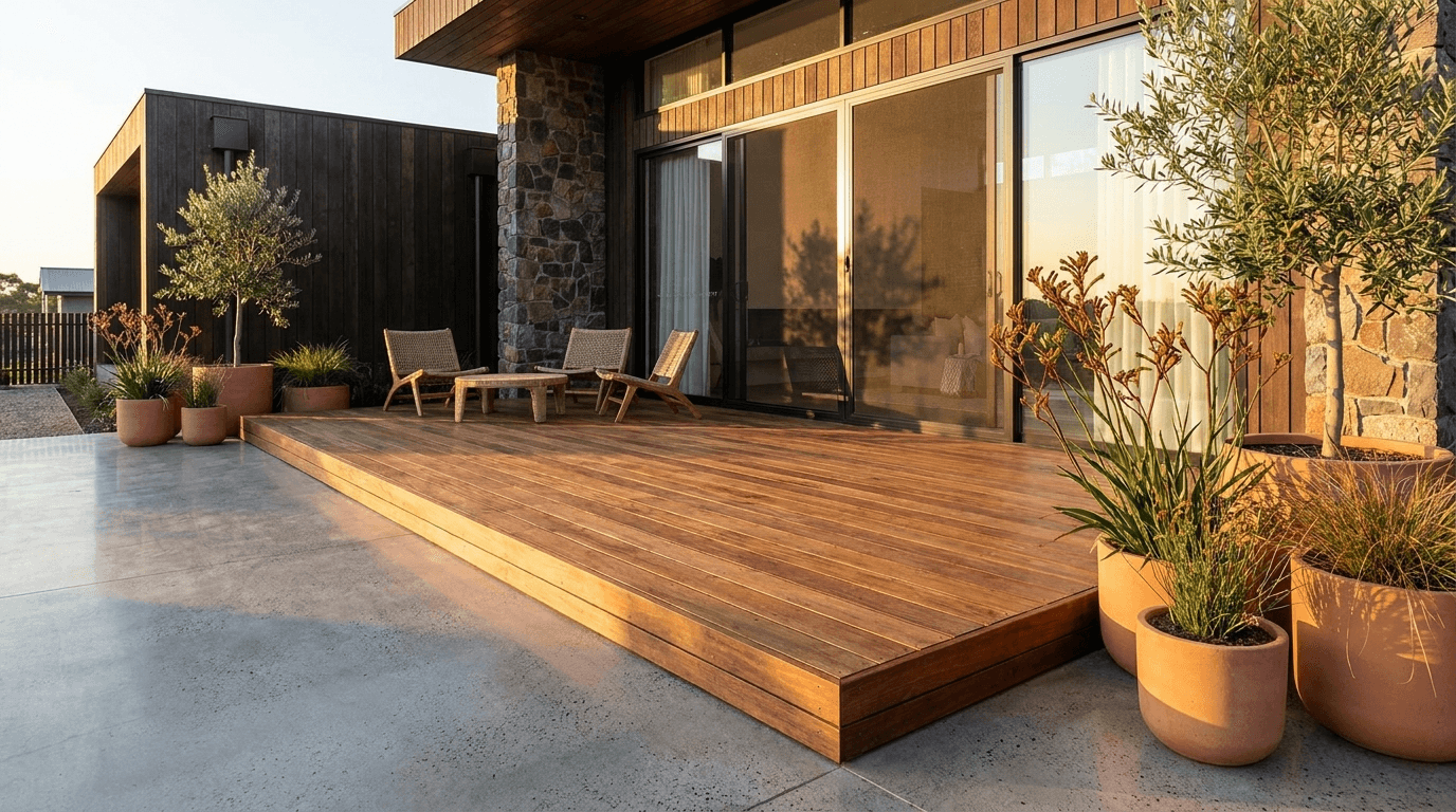 Finished low-profile Patio Deck Kit over concrete