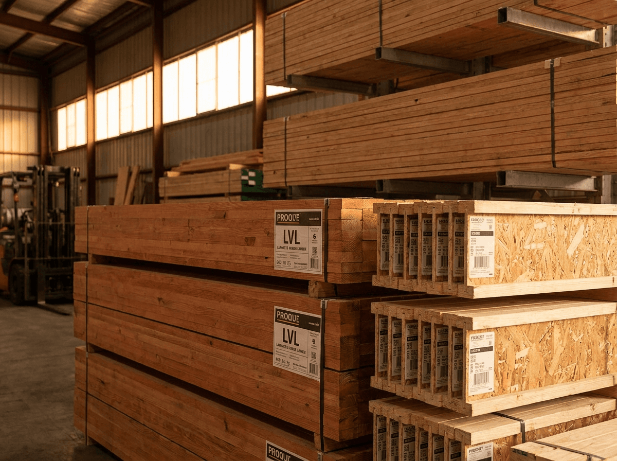 Engineered LVL beams and timber I-joists