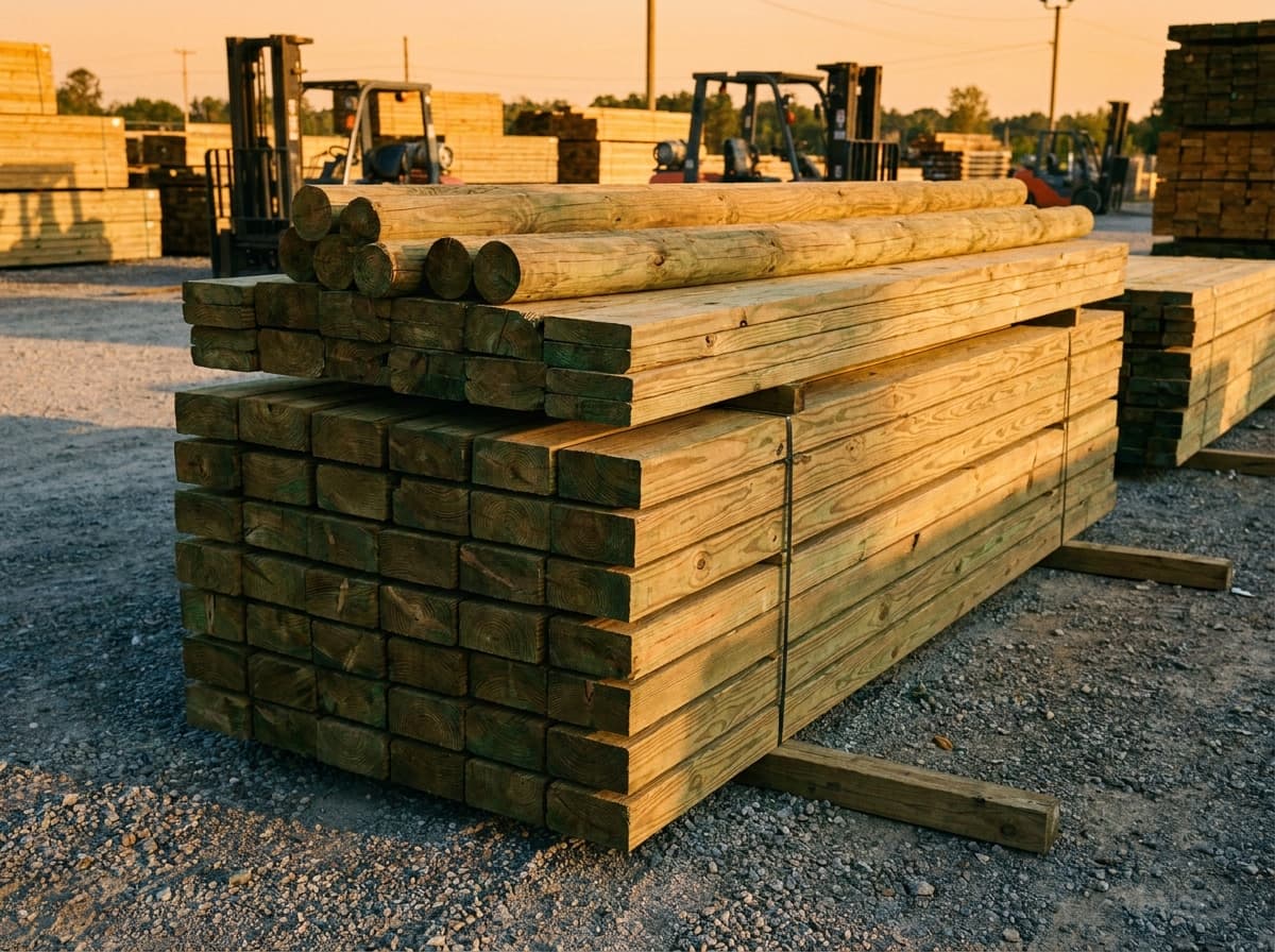 Treated pine timber in an outdoor setting